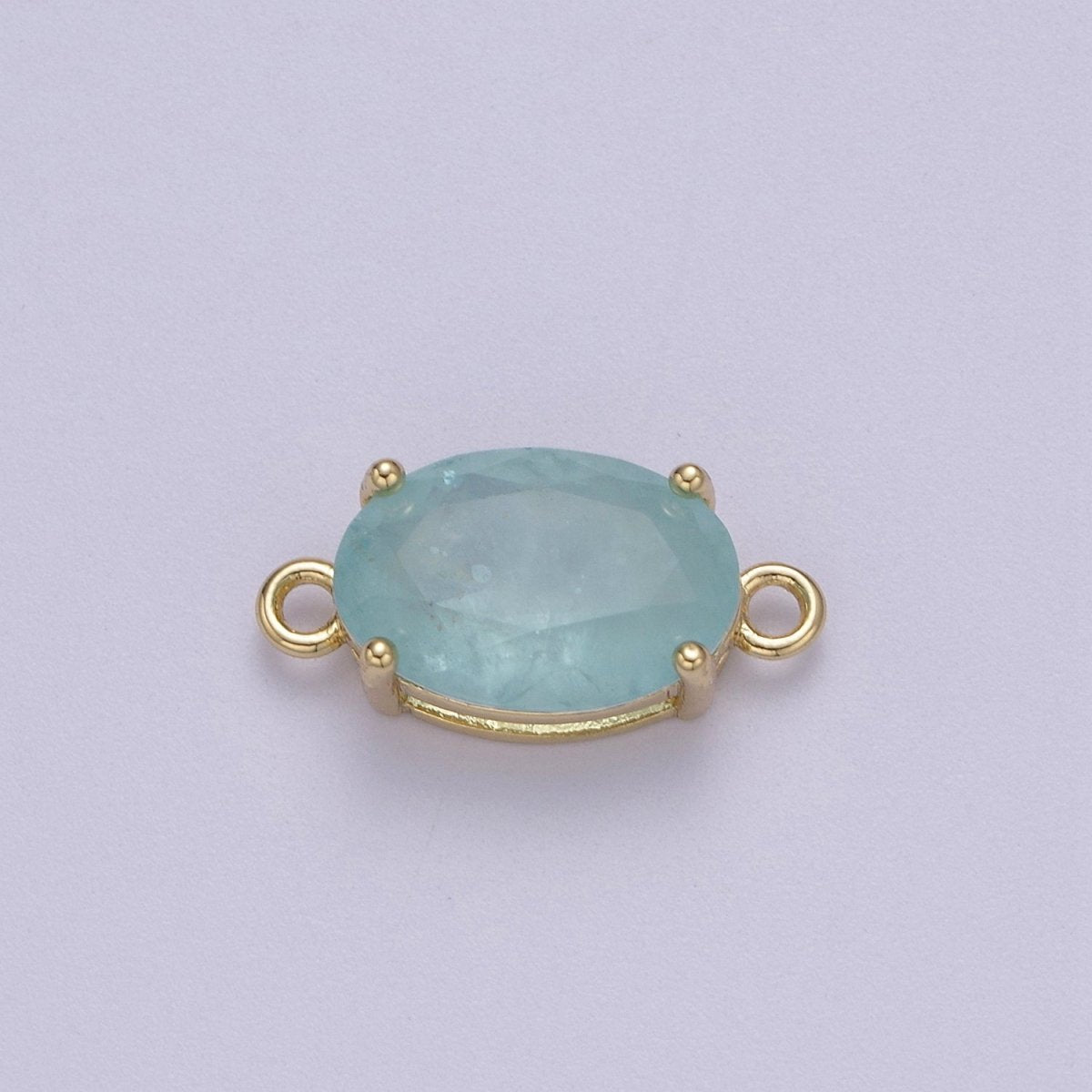 Oval Solitaire CZ Birthstone Charm Connector Geometric Diamond Cut Dainty Cubic Zirconia Connector for Necklace Earring Supply F-661-F-673