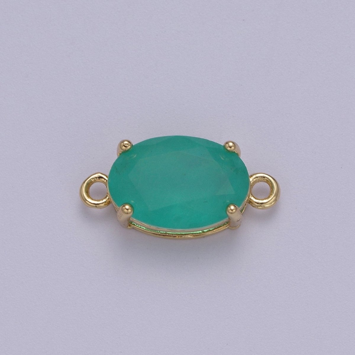 Oval Solitaire CZ Birthstone Charm Connector Geometric Diamond Cut Dainty Cubic Zirconia Connector for Necklace Earring Supply F-661-F-673