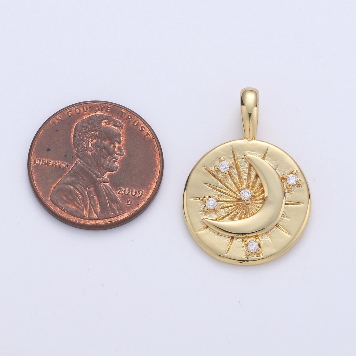 Overstock Blowout Celestial Jewelry Gold Crescent Moon Charm Jewelry Making Supply 24K Gold Filled Findings I-648 - DLUXCA