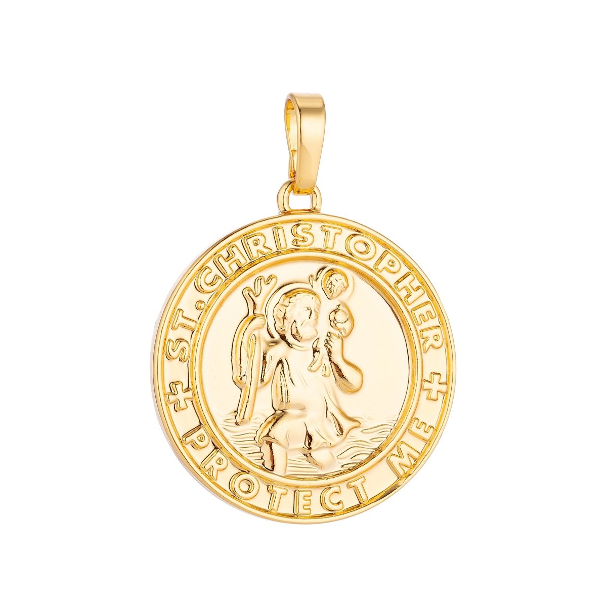 Overstock Pricing 24k Gold Filled Saint Christopher Medal Pendant for Protection Protect us Religious Amulet charm for Necklace Jewelry Making H-213 - DLUXCA