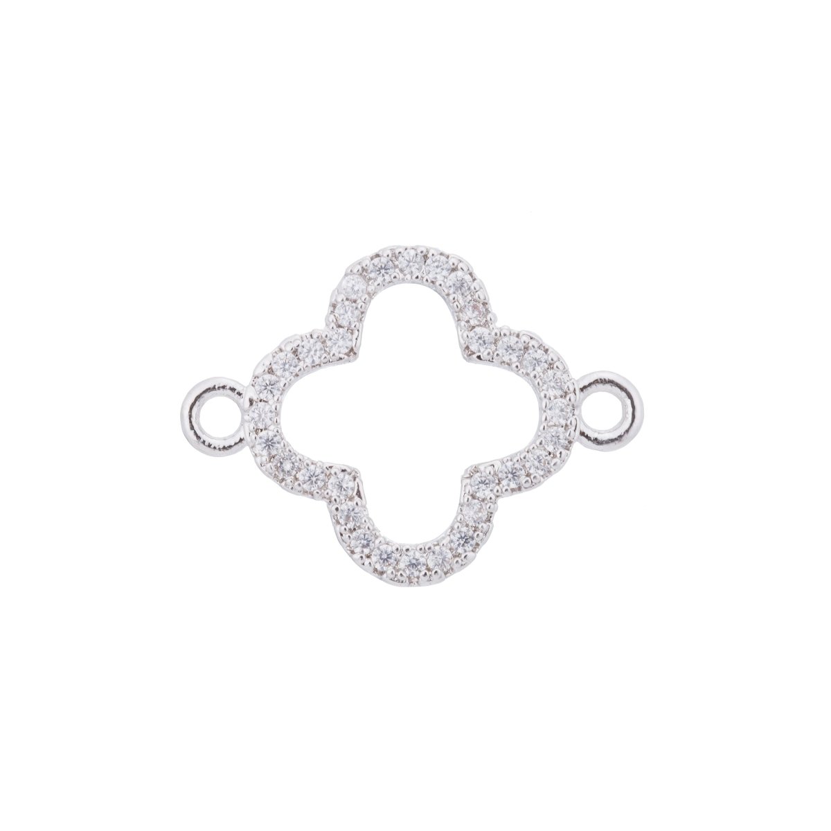White Gold Filled, Gold Filled Daisy Flower Gold Clover Leaf Beads Handmade DIY Gift Cubic Zirconia Bracelet Charm Bead CONNECTOR for Jewelry Making | F-099