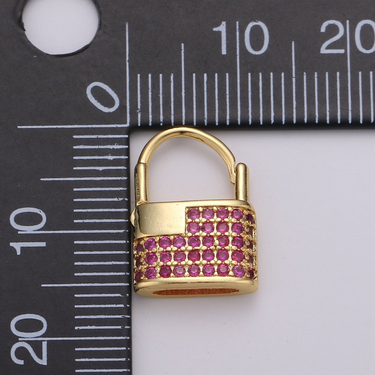 Padlock Earrings, Gold Lock Hoop Earring, Micro Pave Padlock Hoops, Gold Lock Earrings, Green Pink CZ Padlock Earring K-710 K-711