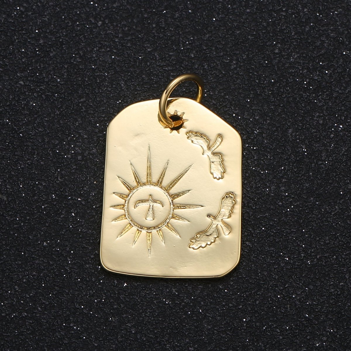 Painted Heaven on Golden Square Coin Charm Plain Gold Printed Ornament Charm Pendant GP-038