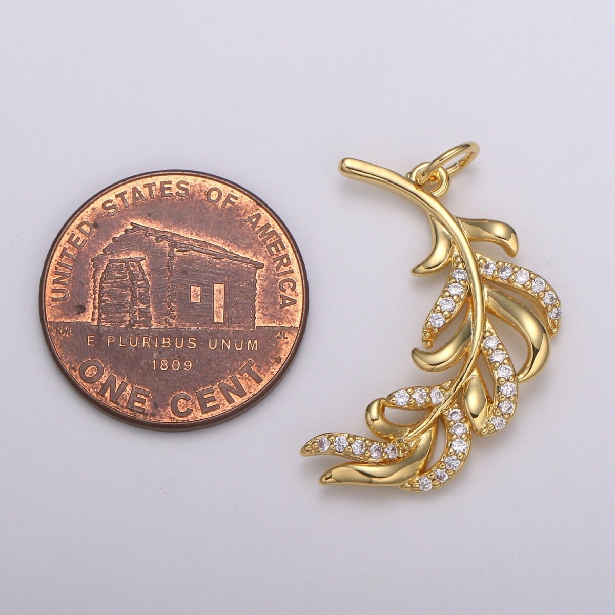 Palm Frond Charms Cubic Palm Leaf Charms 24k Gold Charm for Necklace Bracelet Wristlet Pendant, Palapa Coconut Leaf, Feather E-192 E-784
