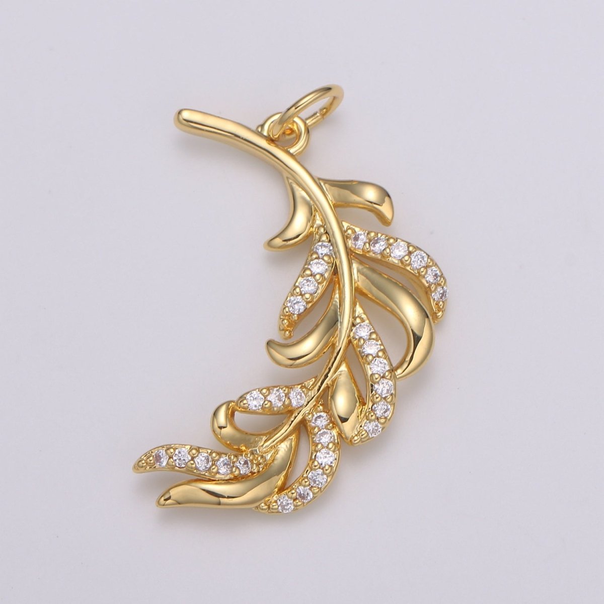 Palm Frond Charms Cubic Palm Leaf Charms 24k Gold Charm for Necklace Bracelet Wristlet Pendant, Palapa Coconut Leaf, Feather E-192 E-784