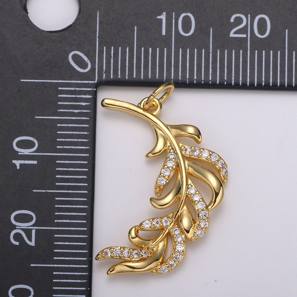Palm Frond Charms Cubic Palm Leaf Charms 24k Gold Charm for Necklace Bracelet Wristlet Pendant, Palapa Coconut Leaf, Feather E-192 E-784