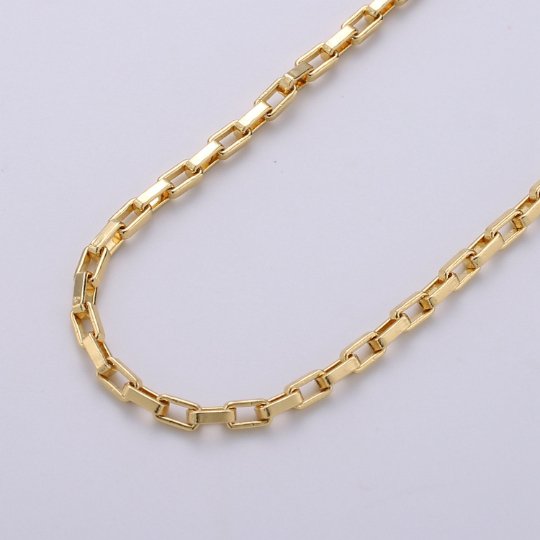 Paper Clip Rectangle box Chains By Yard in 24K Gold Filled Chain, For Bracelet, Necklace Chain Component Supplies | ROLL-224