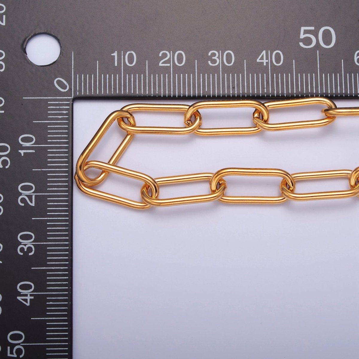 PaperClip Unfinished Chain, 17.5mm x 7.3mm, 24k Gold Filled Chain 19.5 inch long | WA-1378 Clearance Pricing - DLUXCA