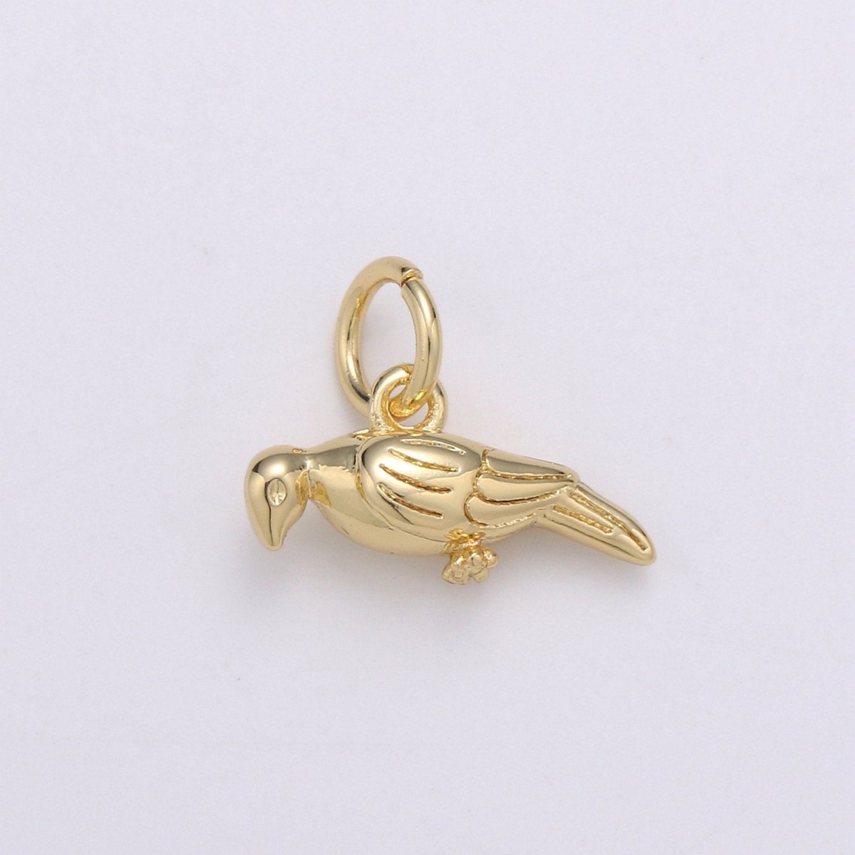 OS Parakeet Necklace Bird Charm •Dainty Animal Charm Jewelry Cute Pet Unique Gold Bird Pendant for bracelet necklace earring Supply C-815