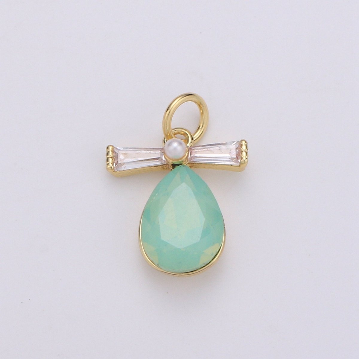 Pastel Teardrop Charms, 14k Gold Filled Cubic Zirconia, Teardrop Pendant, Gemstone Charm, Faceted Pendants, Bezel Charm, Purple mint Teal, D-744 - D-746