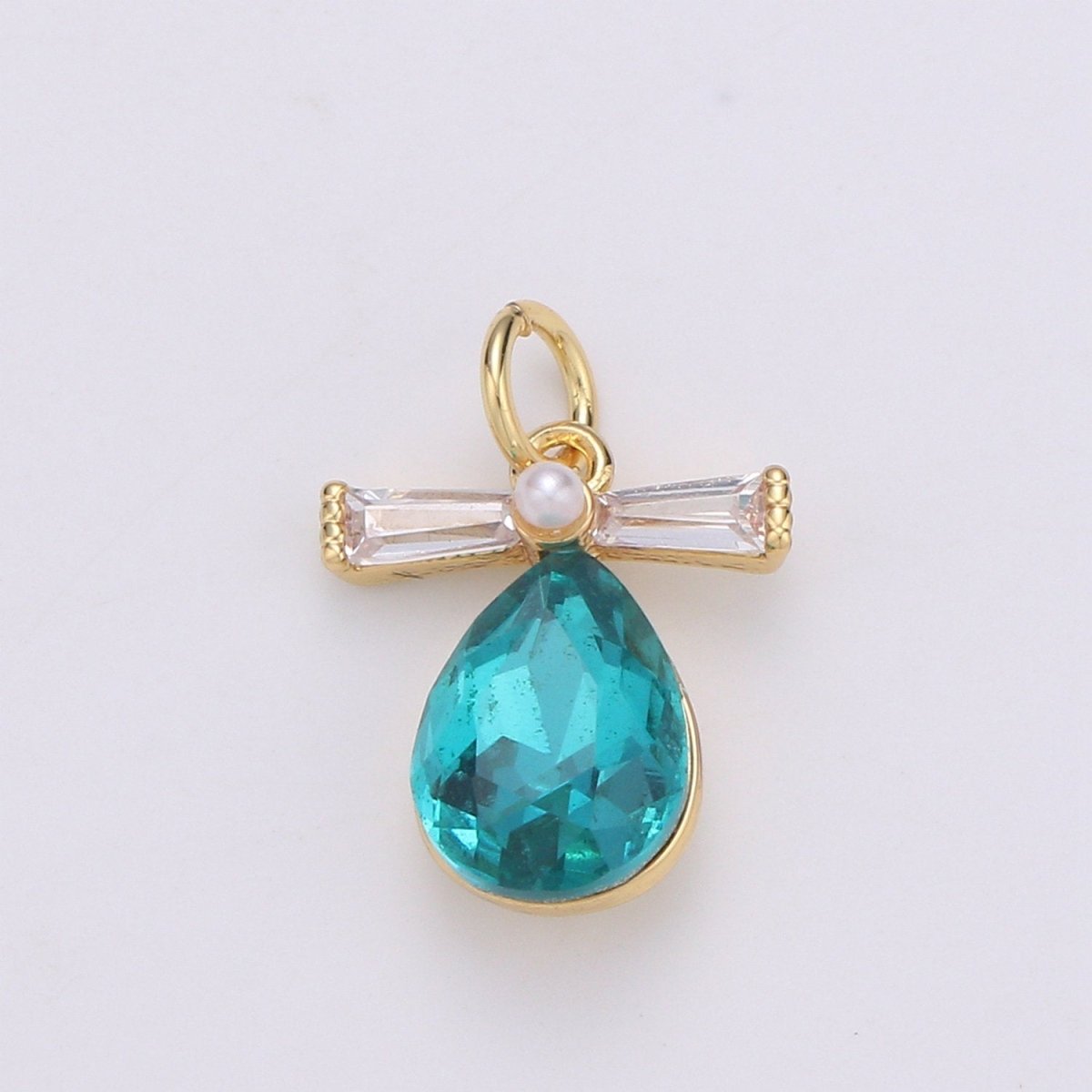 Pastel Teardrop Charms, 14k Gold Filled Cubic Zirconia, Teardrop Pendant, Gemstone Charm, Faceted Pendants, Bezel Charm, Purple mint Teal, D-744 - D-746