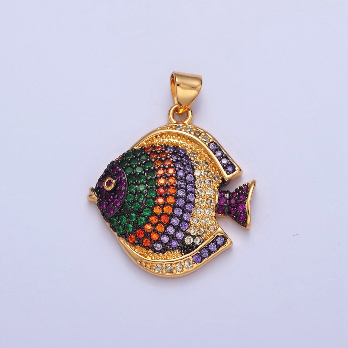 Pave King Dory Fish Charms, Tropical Fish Charm, Jewelry Making, Craft Supplies 14k Gold Filled Pendant I-215 I-221 I-222
