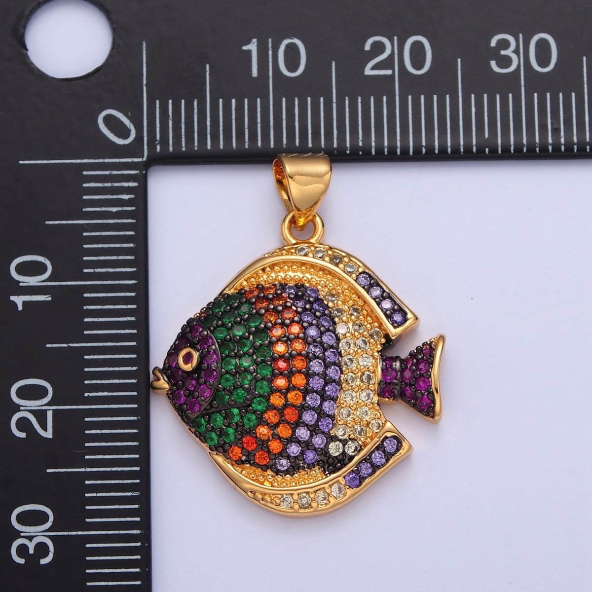 Pave King Dory Fish Charms, Tropical Fish Charm, Jewelry Making, Craft Supplies 14k Gold Filled Pendant I-215 I-221 I-222