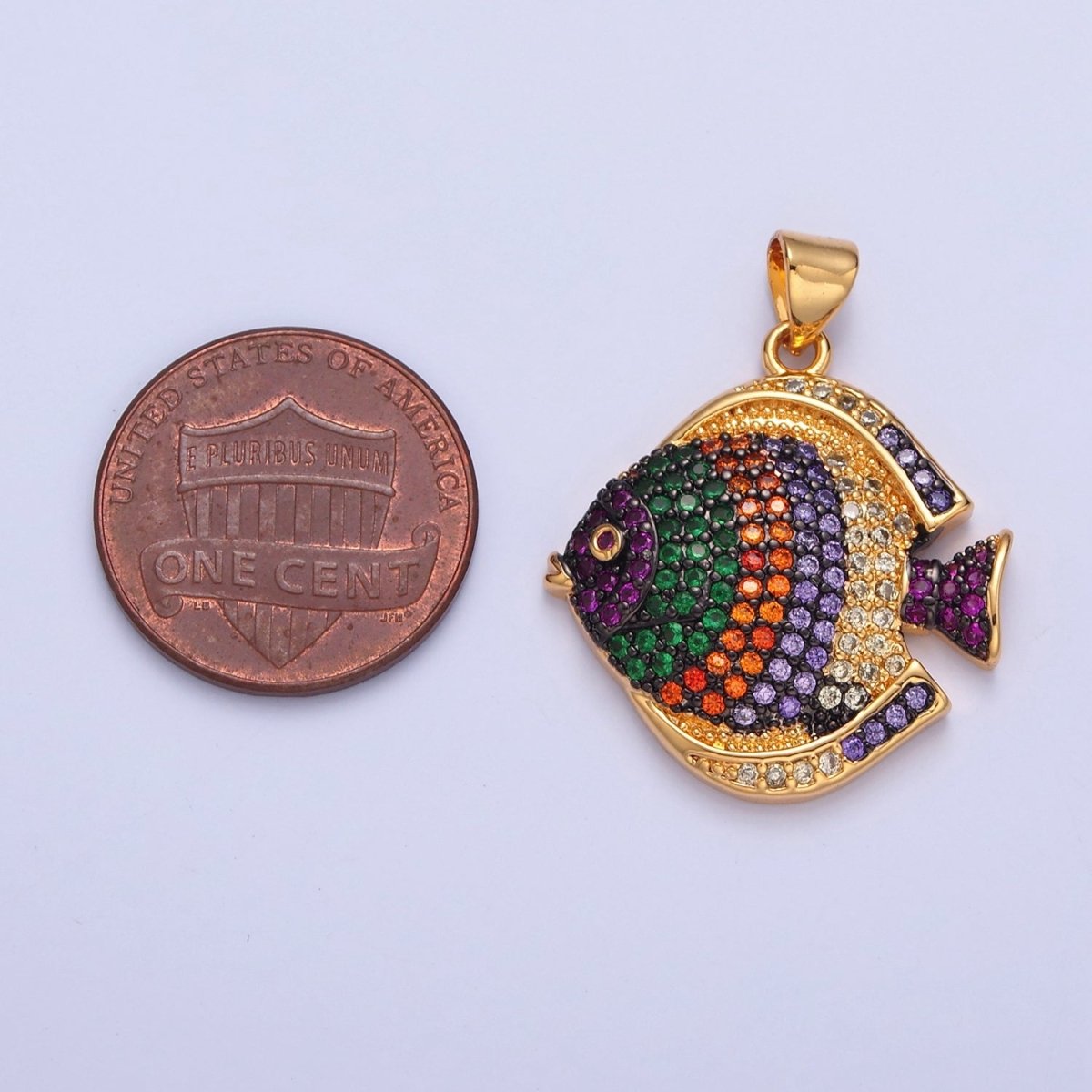 Pave King Dory Fish Charms, Tropical Fish Charm, Jewelry Making, Craft Supplies 14k Gold Filled Pendant I-215 I-221 I-222