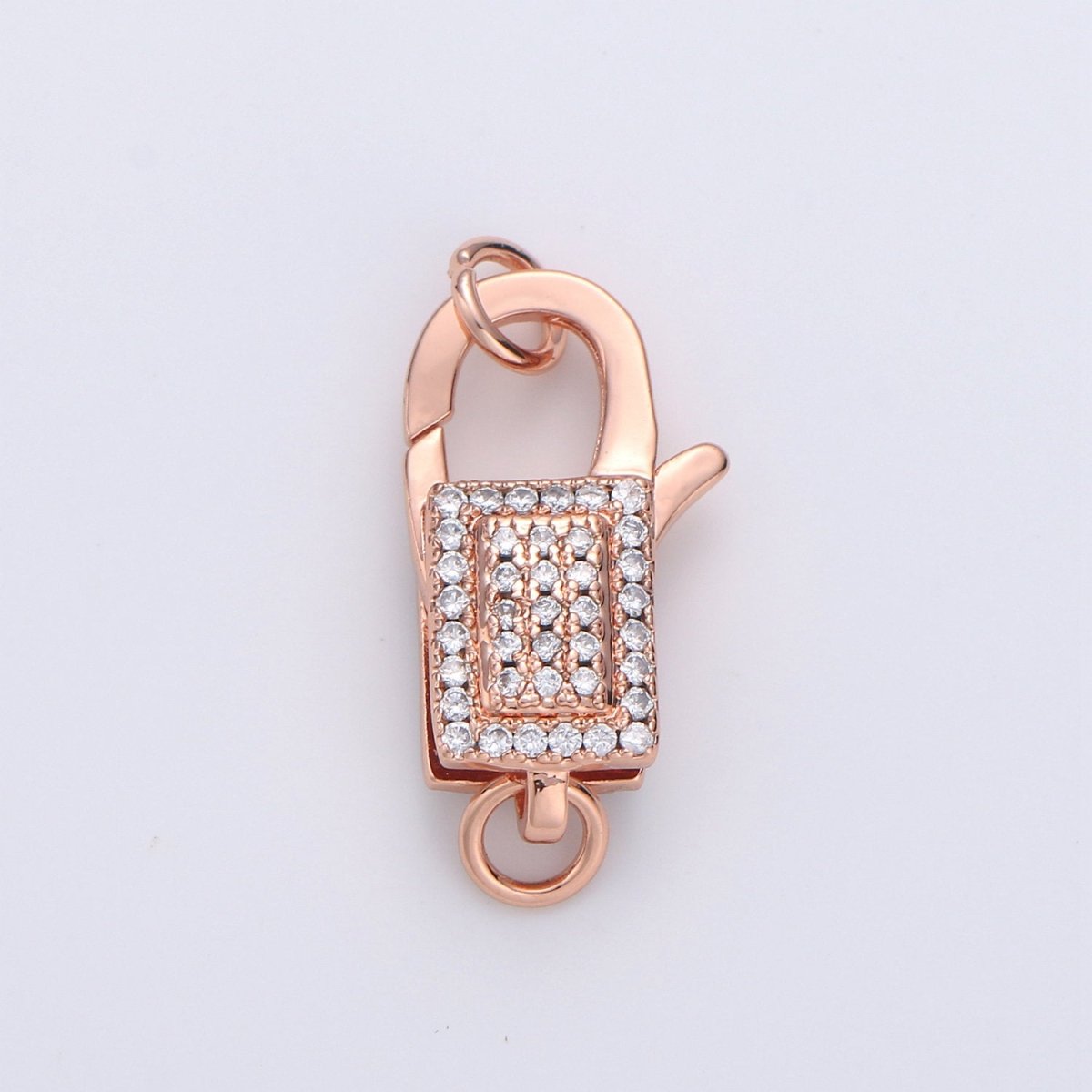 Pave Lobster Clasp, Micro Pave CZ Lobster Clasp, CZ Enhancer Clasp,Pave Bail Clasp,Large Pendant Pave Clasp, Gold Silver Pave Clasp, 20x10mm K-611 - K-614