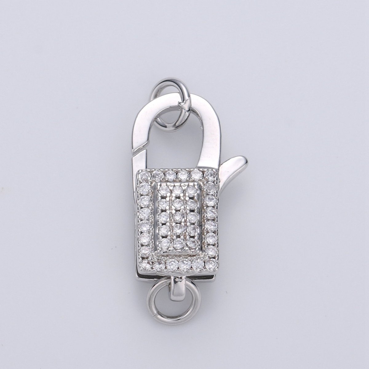 Pave Lobster Clasp, Micro Pave CZ Lobster Clasp, CZ Enhancer Clasp,Pave Bail Clasp,Large Pendant Pave Clasp, Gold Silver Pave Clasp, 20x10mm K-611 - K-614