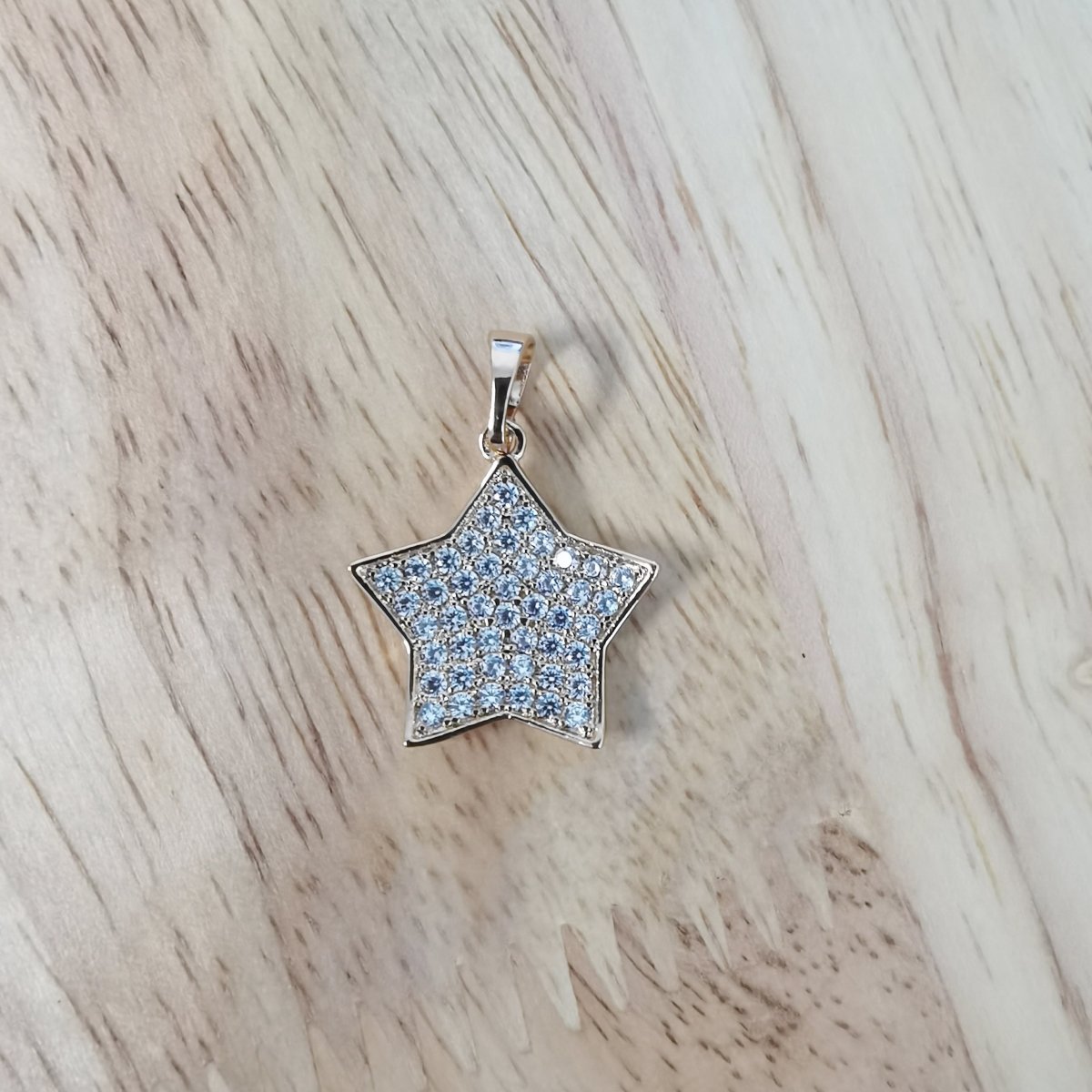 Pave Rhinestone 24K Gold-Filled Star Charm I-832 - DLUXCA