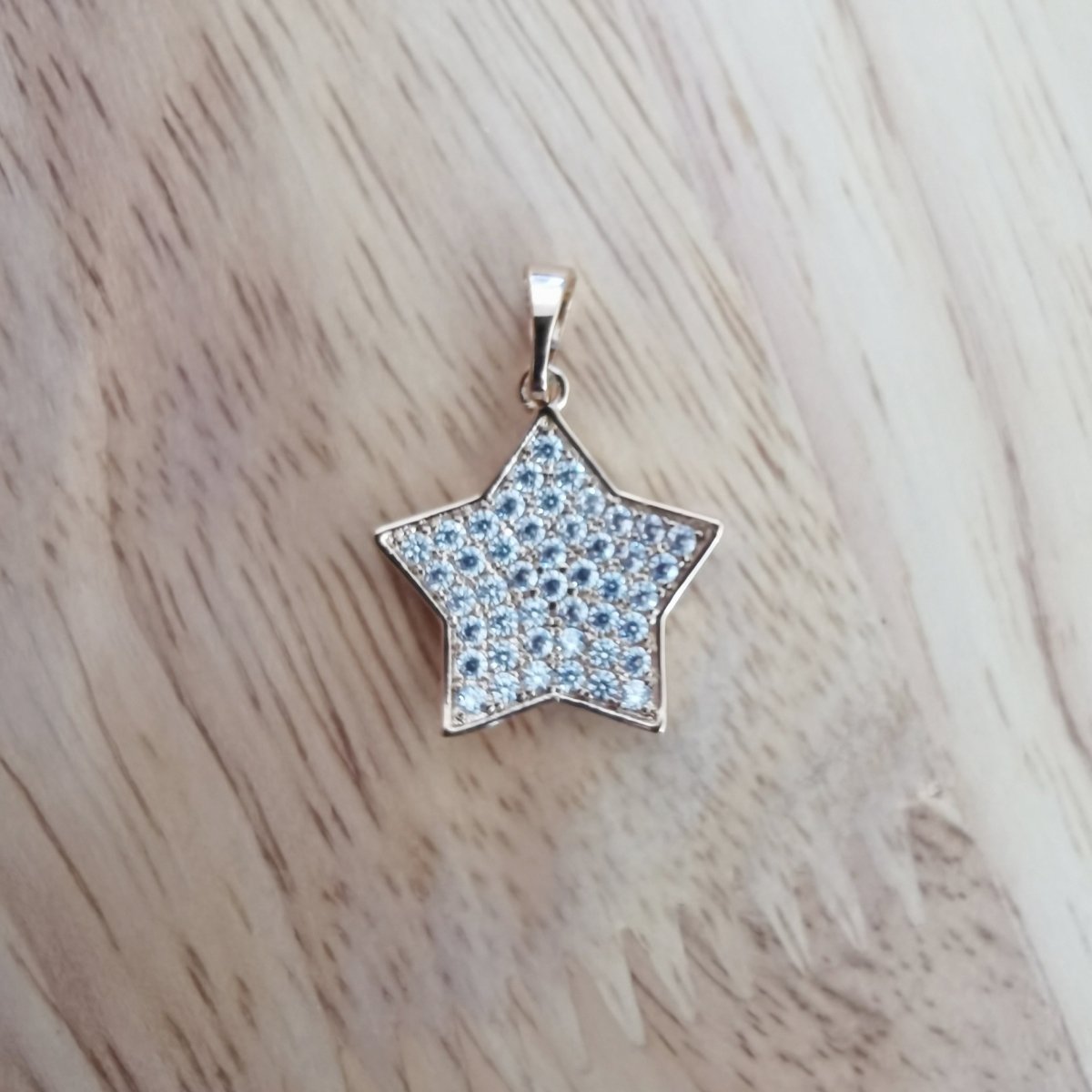 Pave Rhinestone 24K Gold-Filled Star Charm I-832 - DLUXCA