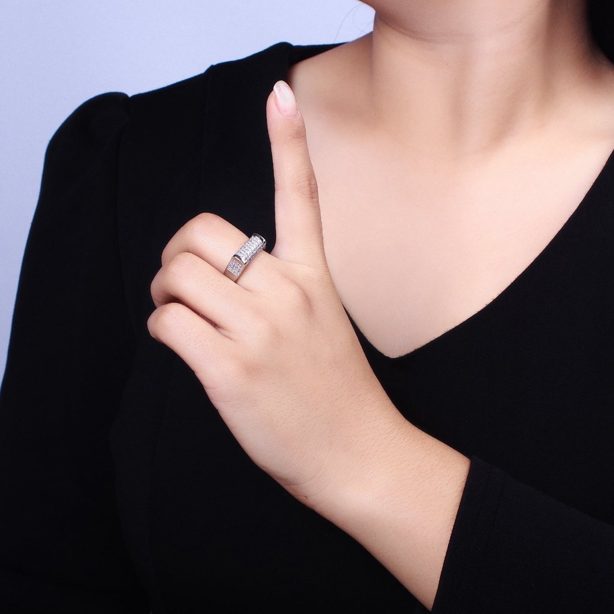 Pave Signet Ring Diamond CZ Micro Pave Signet Ring in 16K Gold Filled Adjustable Ring O-1555 O-1556