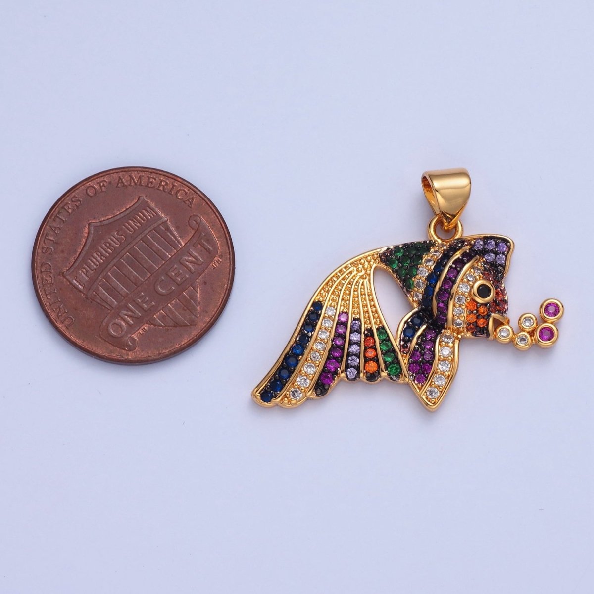 Pave Tropical Fish Charms, Gold Fish Charm, Jewelry Making, Craft Supplies 14k Gold Filled Pendant I-207 I-209 I-212