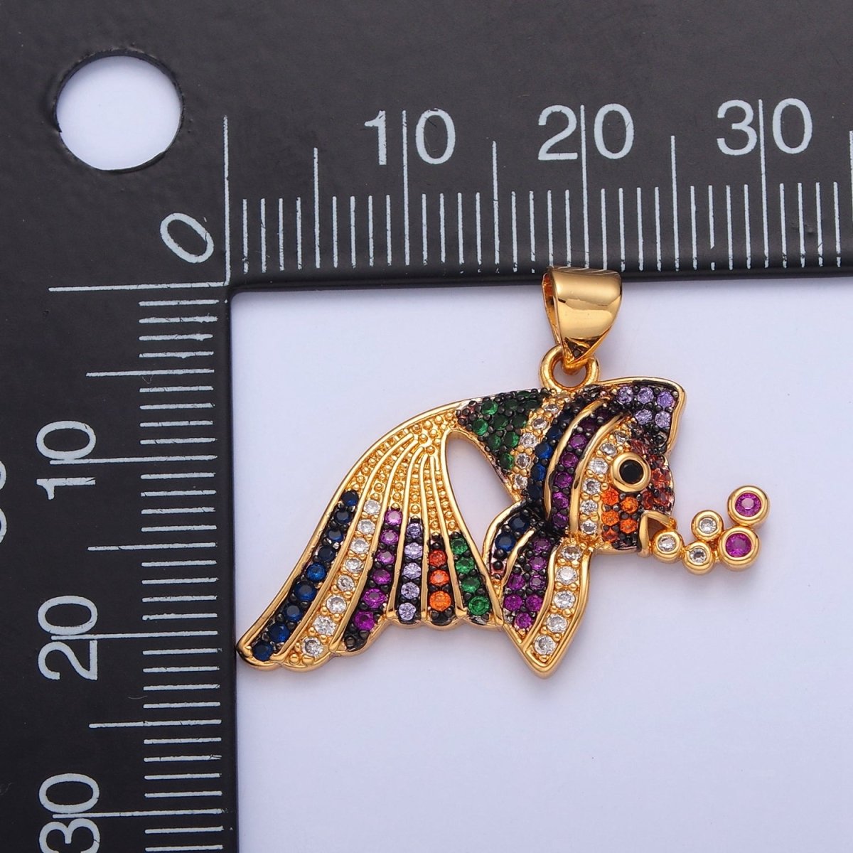 Pave Tropical Fish Charms, Gold Fish Charm, Jewelry Making, Craft Supplies 14k Gold Filled Pendant I-207 I-209 I-212