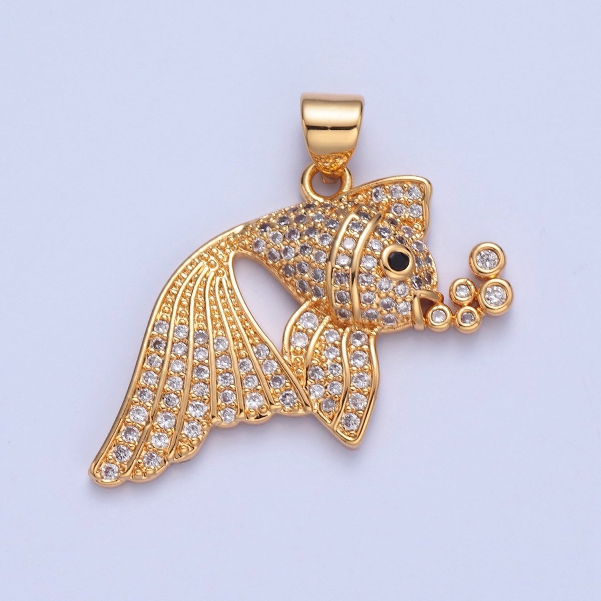 Pave Tropical Fish Charms, Gold Fish Charm, Jewelry Making, Craft Supplies 14k Gold Filled Pendant I-207 I-209 I-212