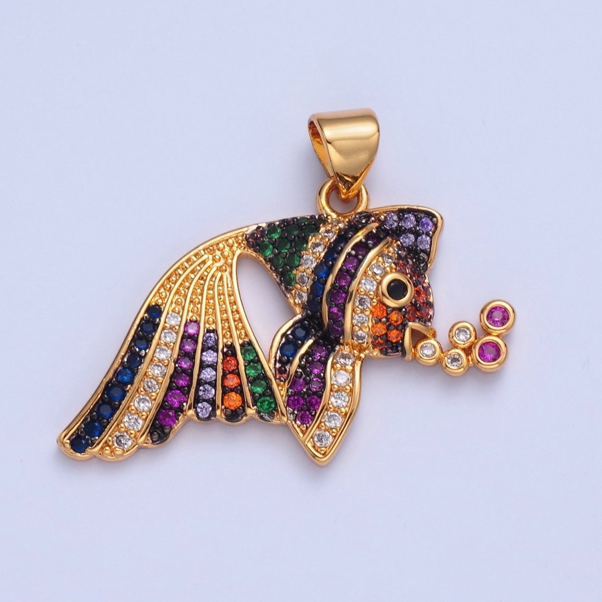 Pave Tropical Fish Charms, Gold Fish Charm, Jewelry Making, Craft Supplies 14k Gold Filled Pendant I-207 I-209 I-212