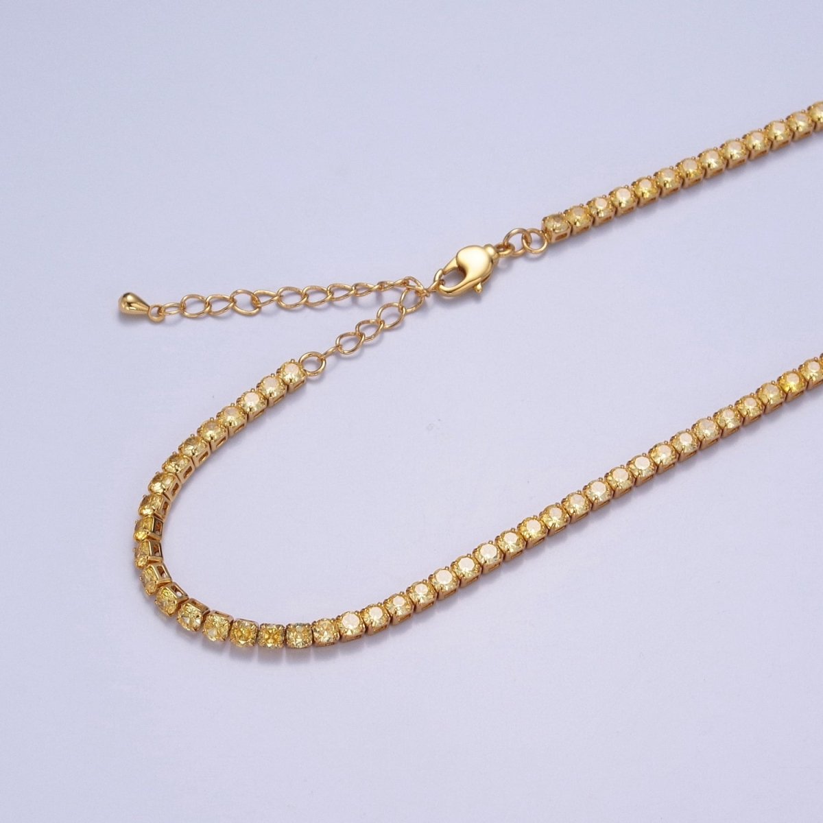 Peach, Red, Yellow Tennis Necklace | 3mm Round Cubic Zirconia Necklace | Diamond CZ Tennis Chain Necklace | Adjustable Layer Necklace | WA-893 to WA-895 Clearance Pricing