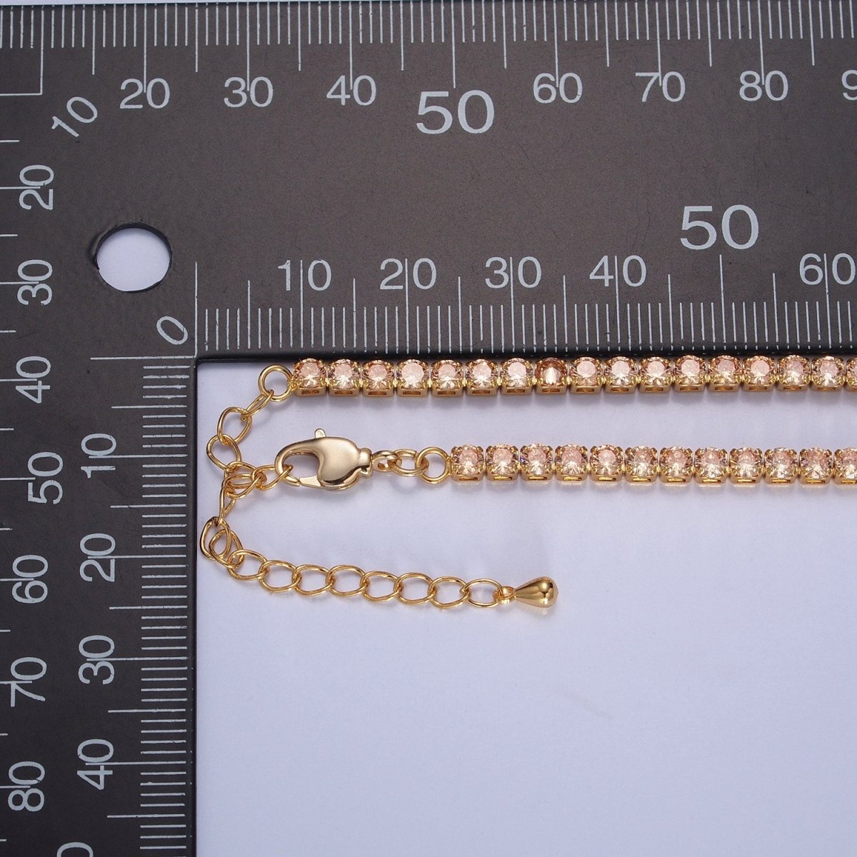 Peach, Red, Yellow Tennis Necklace | 3mm Round Cubic Zirconia Necklace | Diamond CZ Tennis Chain Necklace | Adjustable Layer Necklace | WA-893 to WA-895 Clearance Pricing