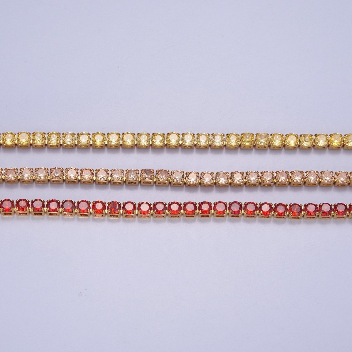 Peach, Red, Yellow Tennis Necklace | 3mm Round Cubic Zirconia Necklace | Diamond CZ Tennis Chain Necklace | Adjustable Layer Necklace | WA-893 to WA-895 Clearance Pricing