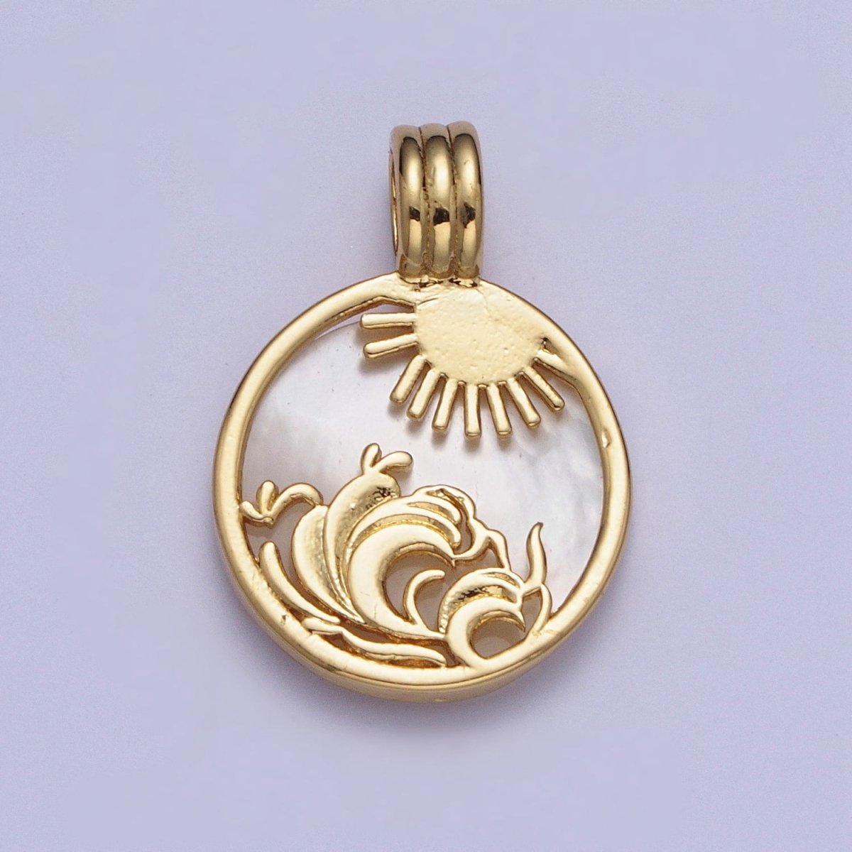 Pearl Collection Gold Element Charm Fire Wind Earth Ocean Wave Charm 24K Gold Filled Medallion for Necklace Bracelet Supply X-402 - X-405