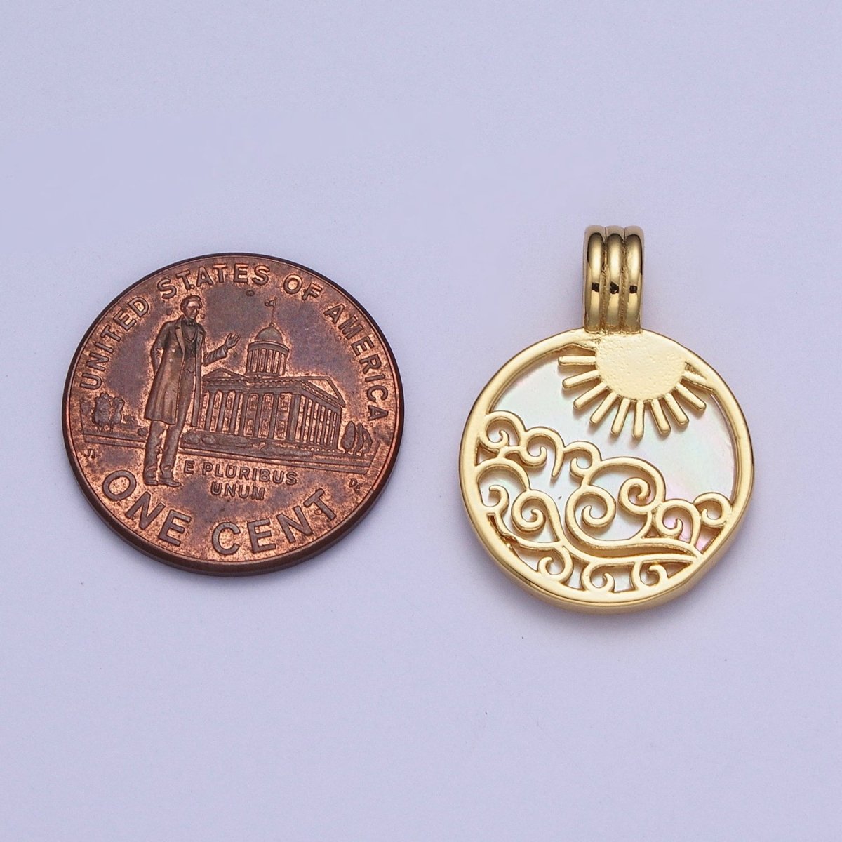 Pearl Collection Gold Element Charm Fire Wind Earth Ocean Wave Charm 24K Gold Filled Medallion for Necklace Bracelet Supply X-402 - X-405