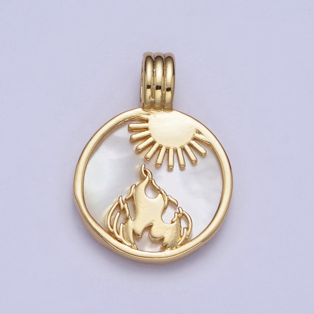 Pearl Collection Gold Element Charm Fire Wind Earth Ocean Wave Charm 24K Gold Filled Medallion for Necklace Bracelet Supply X-402 - X-405