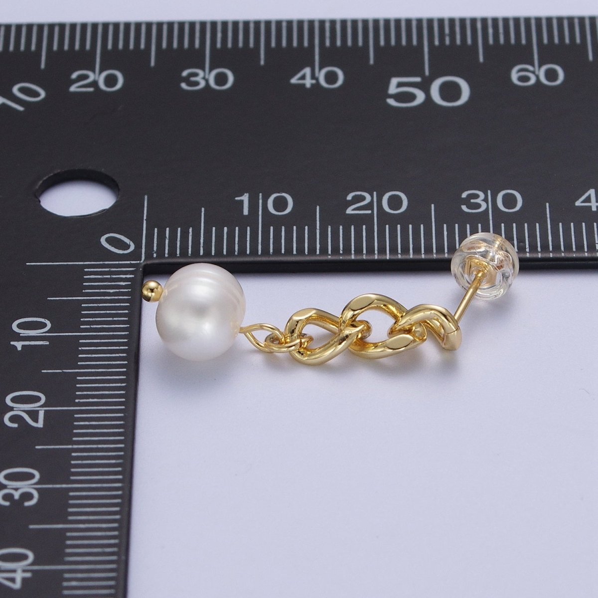Pearl Dangle Earrings / Chain Earrings Gold Silver Pearl Earrings Stud Earring Curb Chain AE-1082 AE-1083