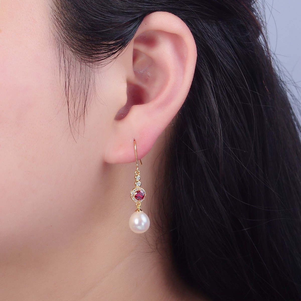 Pearl Drop Earring, Classic Style, Sterling Earring, French Hook V-377