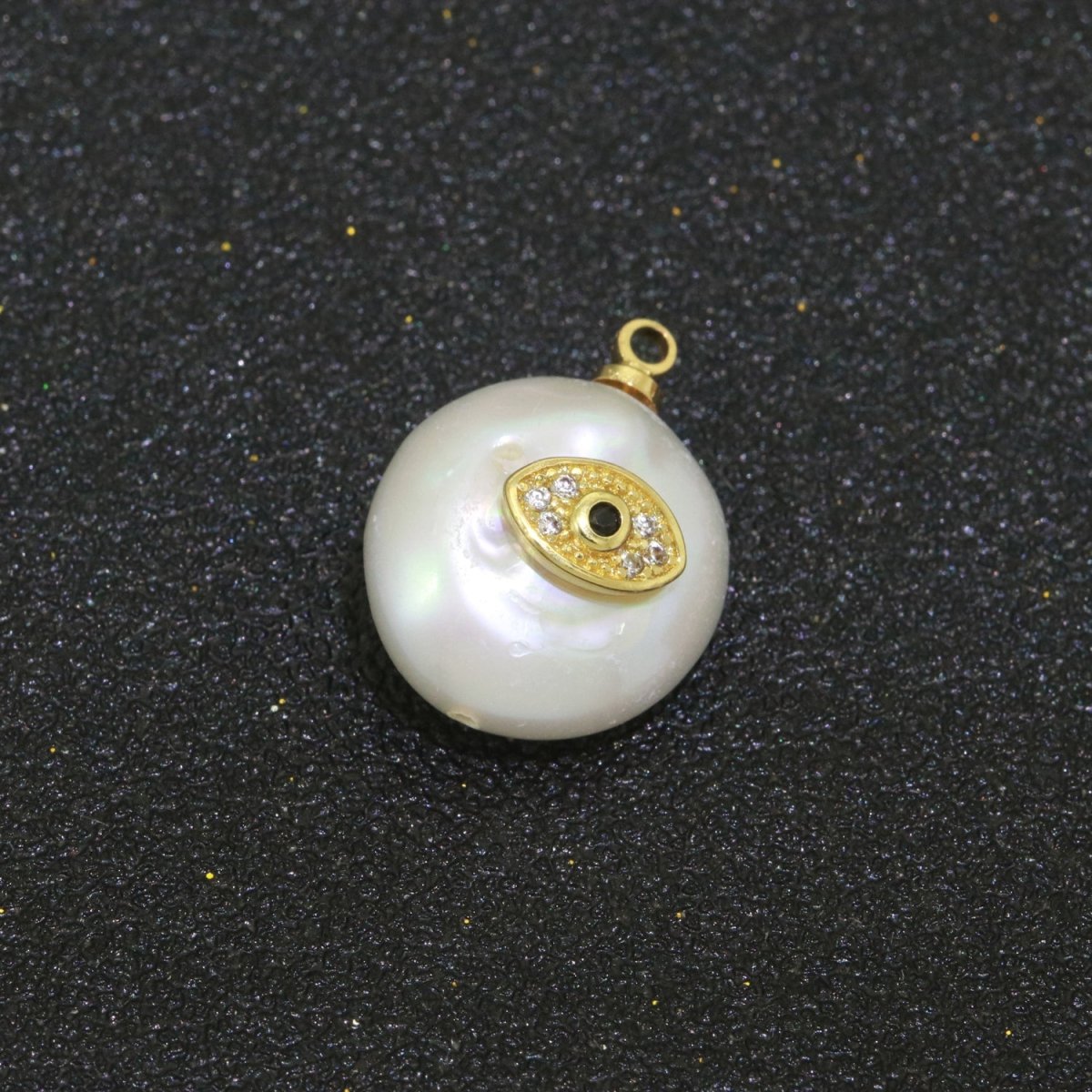 Pearl Gold Evil Eye Charm, Bee, Thunder, Weed, Star Charm Dainty Pear Freeform Pearl Jewelry for Amulet Pendant Jewelry Supply P-1826 P-1827