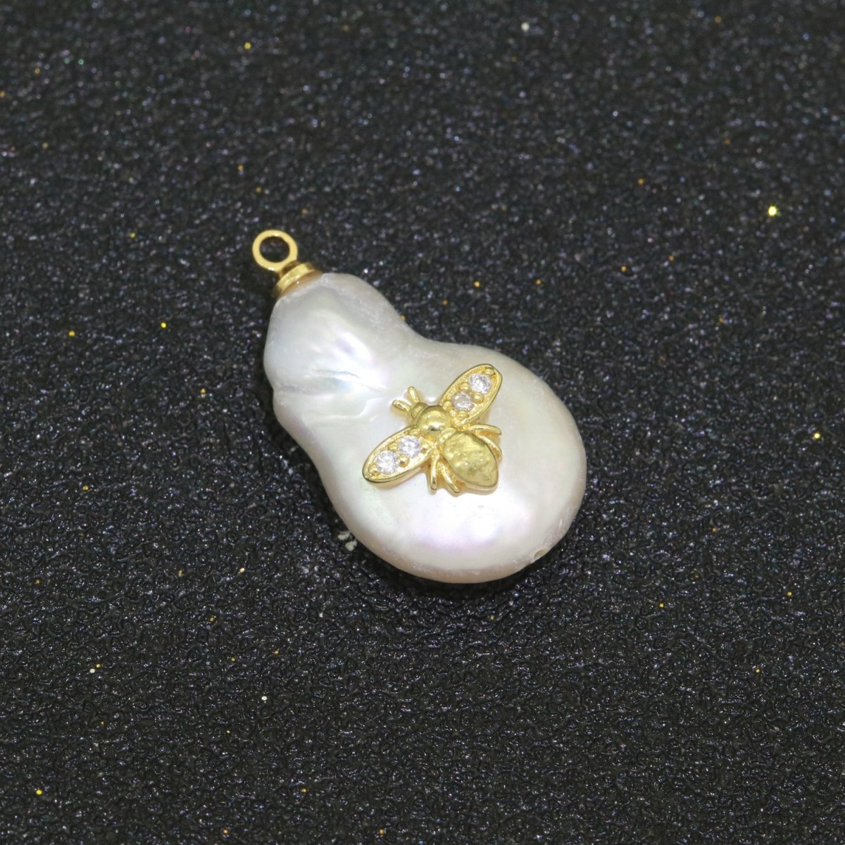 Pearl Gold Evil Eye Charm, Bee, Thunder, Weed, Star Charm Dainty Pear Freeform Pearl Jewelry for Amulet Pendant Jewelry Supply P-1826 P-1827