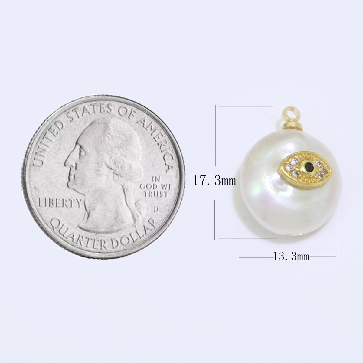 Pearl Gold Evil Eye Charm, Bee, Thunder, Weed, Star Charm Dainty Pear Freeform Pearl Jewelry for Amulet Pendant Jewelry Supply P-1826 P-1827