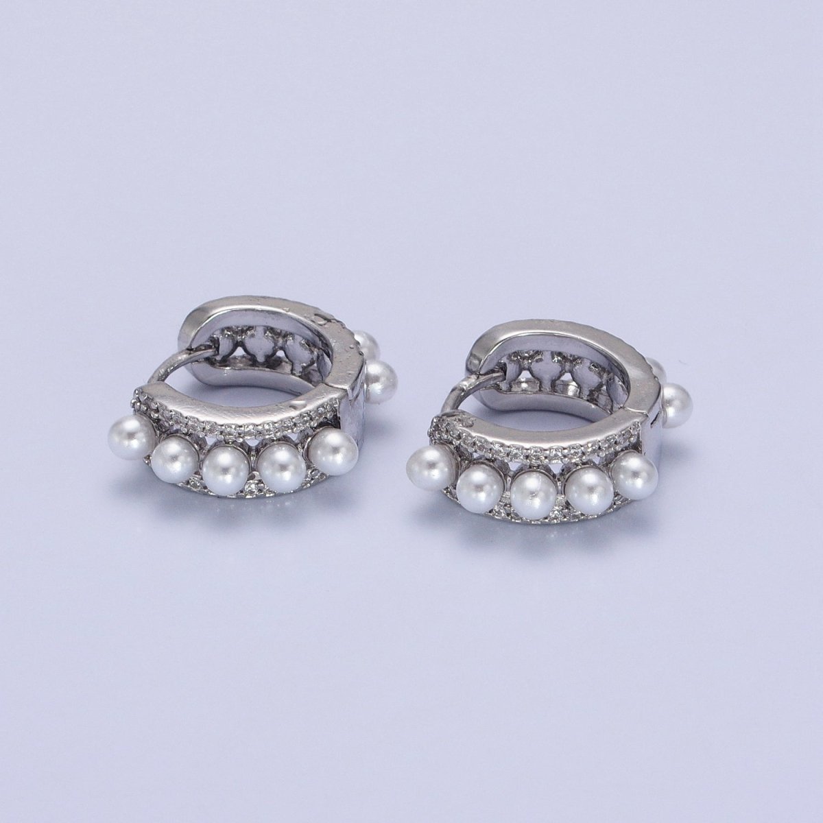 Pearl Hoop Earrings Gold Filled Silver Minimalist Huggie Earrings AB-176 AB-725