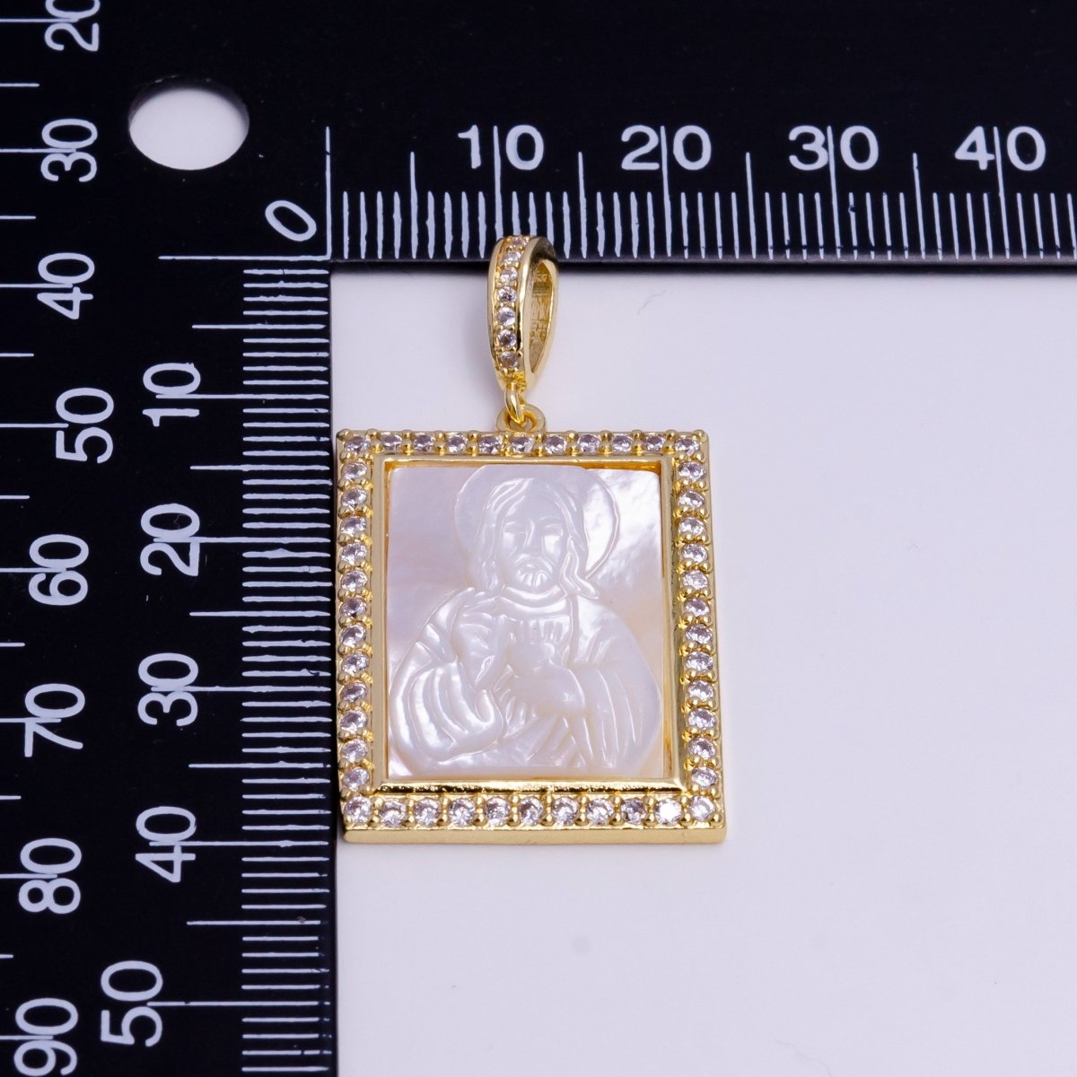 Pearl Jesus Gold Pendant, Micro Pave Medallion Pendant Religious Jewelry Making AA-752 - DLUXCA