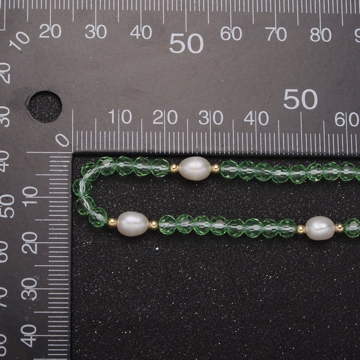 Pearl with Green Glass Beaded Necklace, Green Faceted Rondell Beads Necklace | WA-593 Clearance Pricing