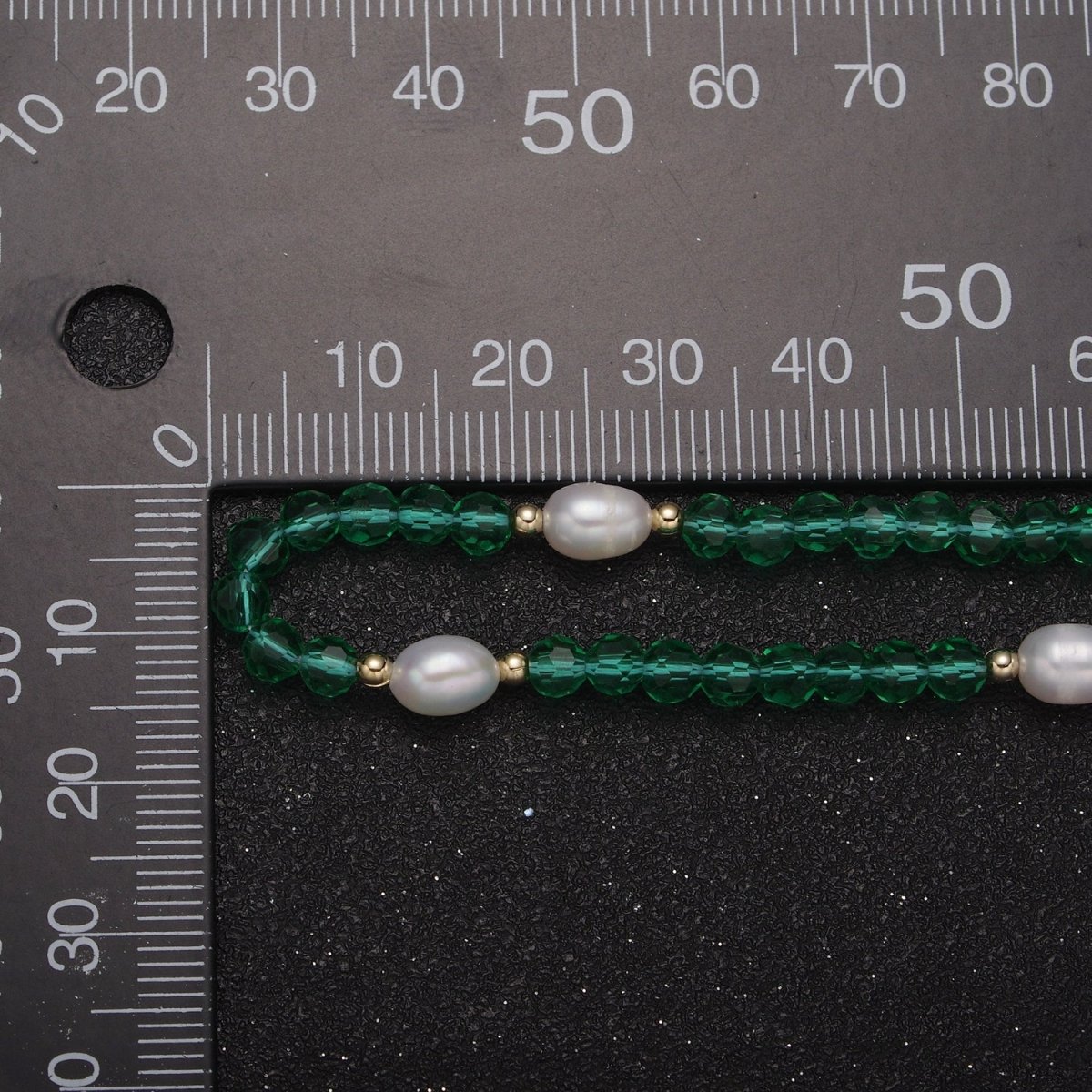 Pearl with Green Glass Beaded Necklace, Red Faceted Rondell Beads Necklace | WA-589 Clearance Pricing - DLUXCA