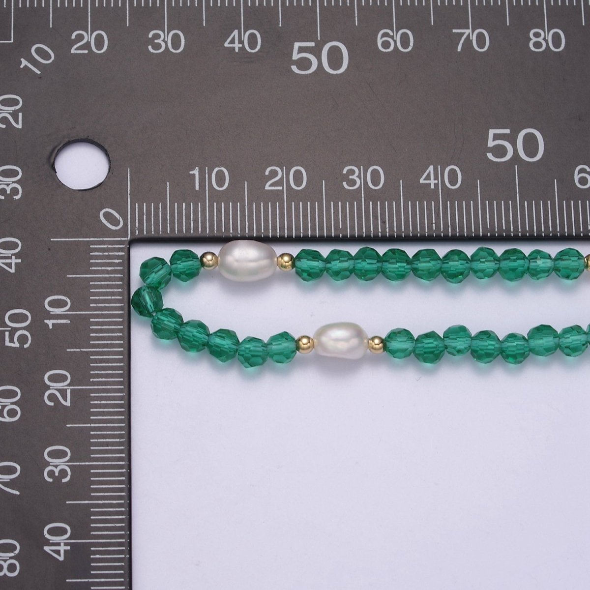 Pearl with Green Glass Beaded Necklace, Red Faceted Rondell Beads Necklace | WA-589 Clearance Pricing - DLUXCA