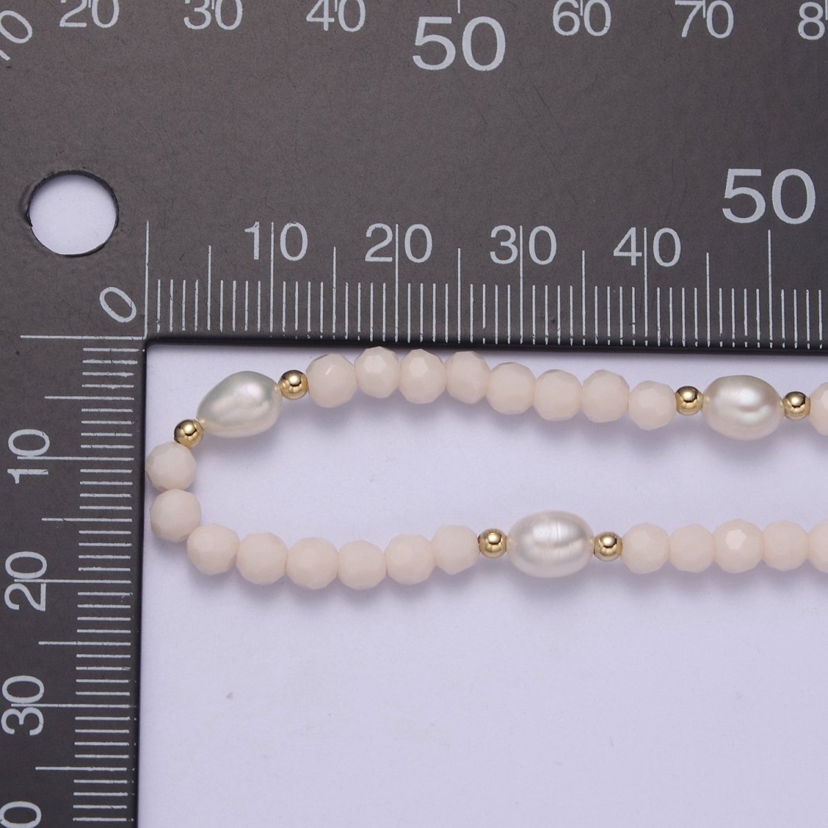 Pearl with Off White Glass Beaded Necklace, White Faceted Rondell Beads Necklace | WA-608 Clearance Pricing - DLUXCA