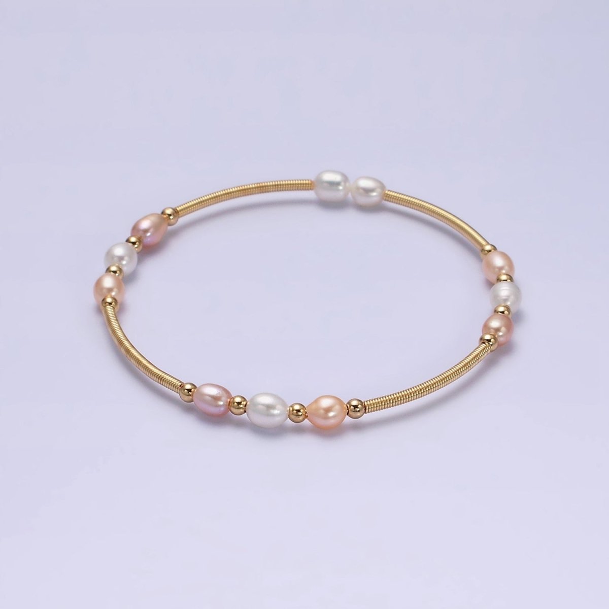 Petite Pearl Cuff Bracelet White or Pink Pearls Gold Filled Cuff bracelet Textured Bracelet | WA-1864 WA-1865 Clearance Pricing