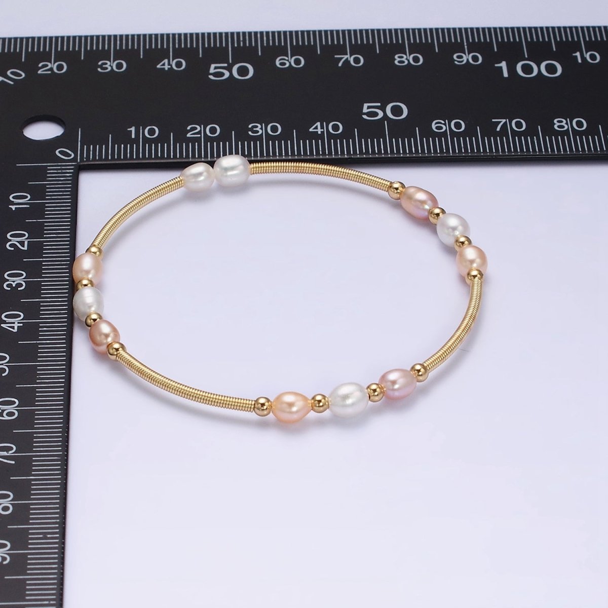 Petite Pearl Cuff Bracelet White or Pink Pearls Gold Filled Cuff bracelet Textured Bracelet | WA-1864 WA-1865 Clearance Pricing