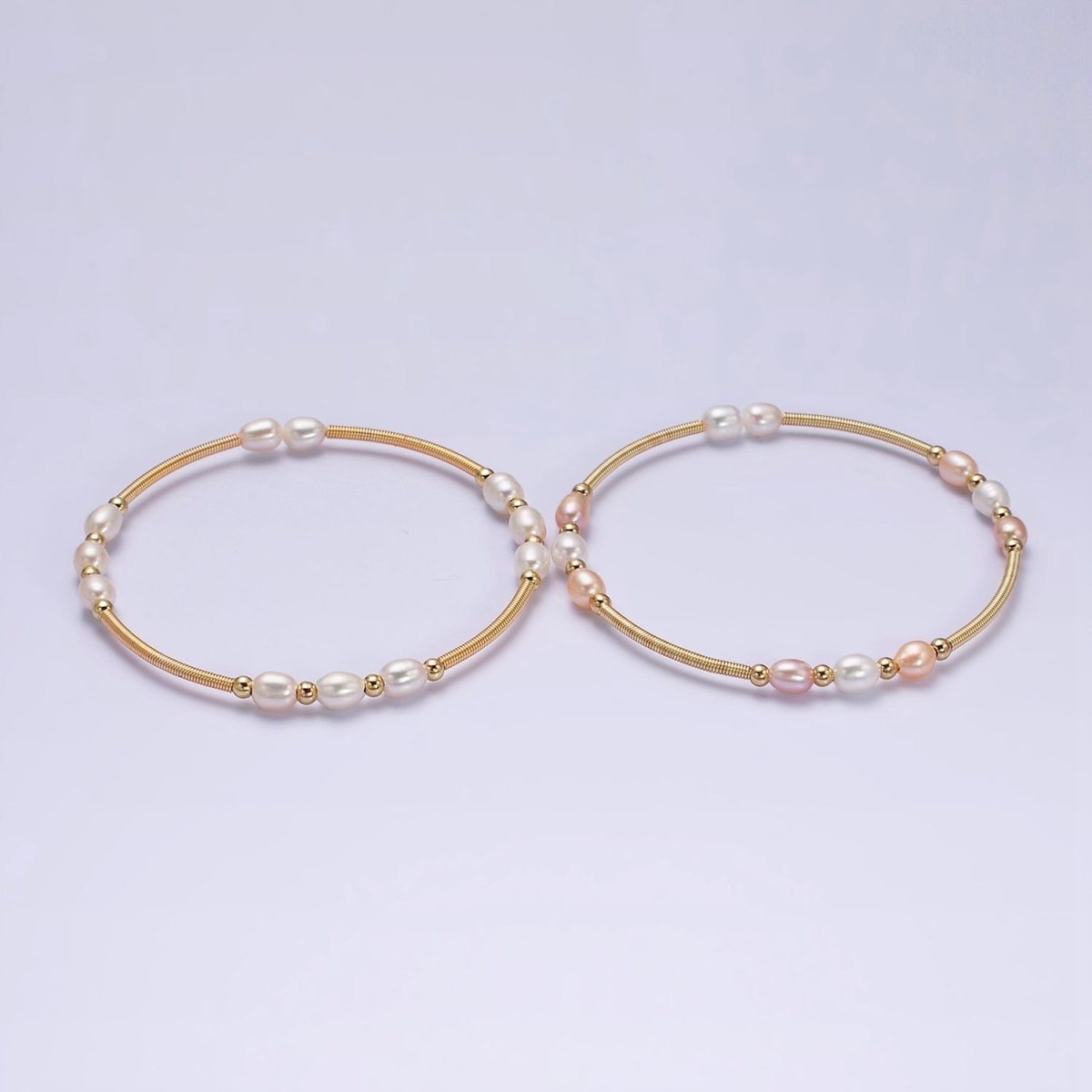 Petite Pearl Cuff Bracelet White or Pink Pearls Gold Filled Cuff bracelet Textured Bracelet | WA-1864 WA-1865 Clearance Pricing