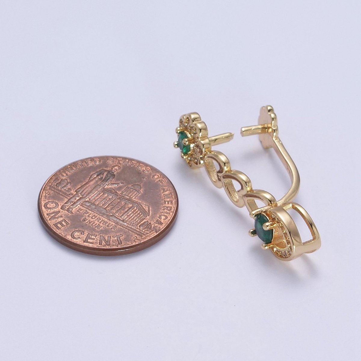 Pinch Bail, Nickel Free, 31.3x7.5mm, Pendant bail, 16K gold Filled brass Jewelry Gold bail, Charm bail, Ice pick with Micro Pave CZ Stone L-649 L-650