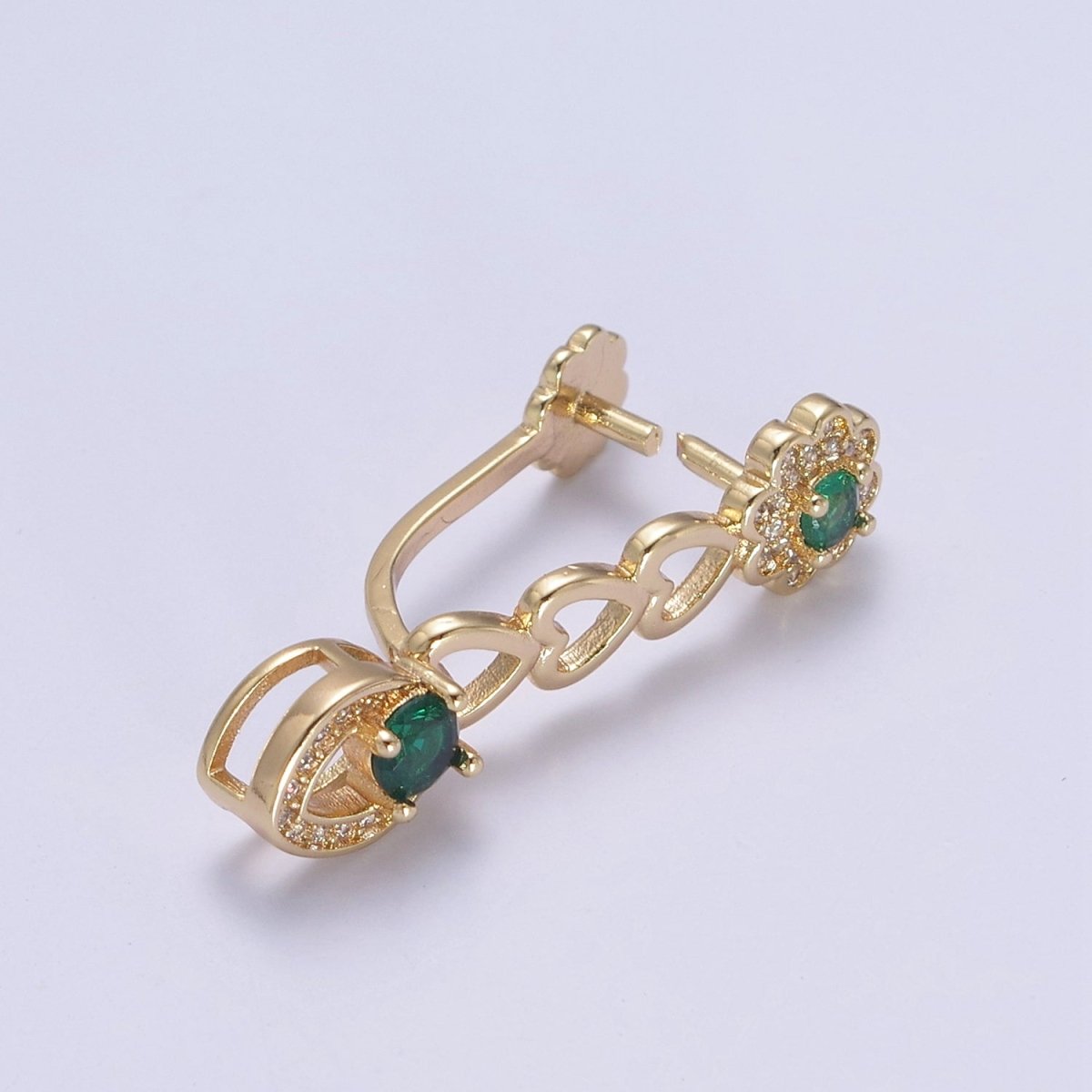 Pinch Bail, Nickel Free, 31.3x7.5mm, Pendant bail, 16K gold Filled brass Jewelry Gold bail, Charm bail, Ice pick with Micro Pave CZ Stone L-649 L-650