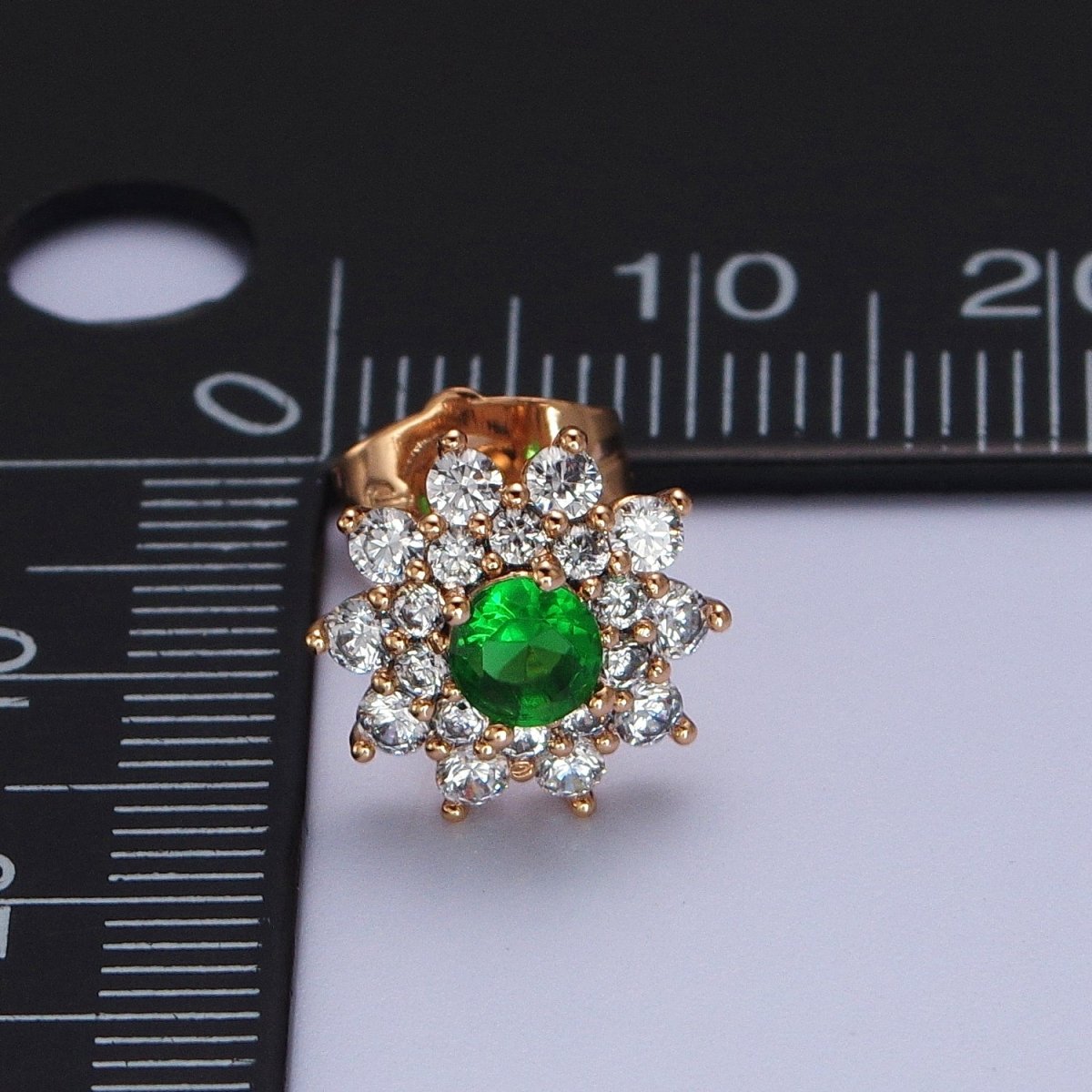 Pink, Clear, Green Celestial Star Flower CZ Stud Earrings | AB025 AB026 AB027